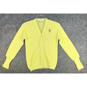 VTG Pickering Kimberton Men's S Yellow Golf Cardigan Orlon Acrylic Retro Illini
